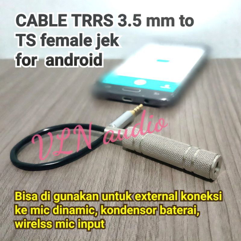 KABEL SOUND KE HP INPUT MIC / 2 Ts mono akai 6.5 mm split paralel to 1 TRRS phone 3.5mm mic mono