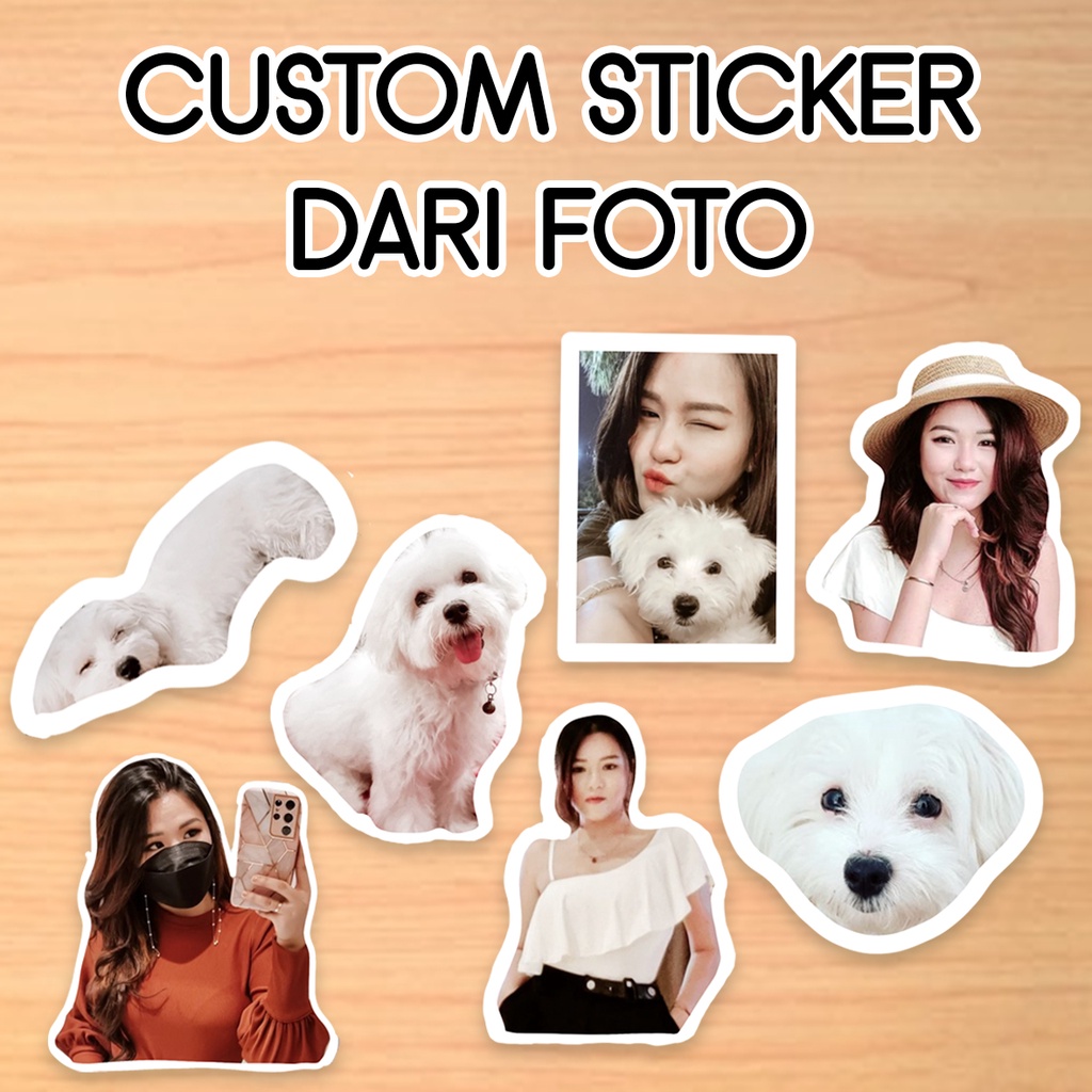

5 pcs Custom Stiker Foto Sticker Muka Face Wajah anabul hewan peliharaan anak bulu anjing kucing photo selfie stickers chromo holo hologram holographic transparan bisa request idol kpop anime artis bts blackpink exo label logo murah hadiah oleh oleh gift