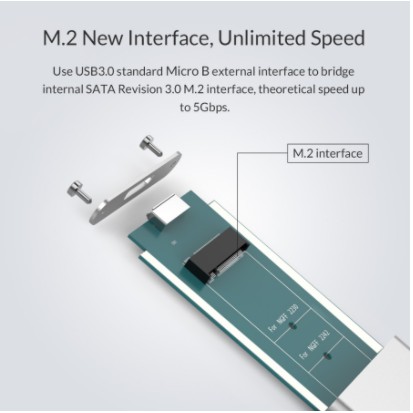 Ssd m2 enclosure orico ngff sata Usb3.0 micro-b 5Gbps alumunium m2g-u3 - Case external m.2 b-key