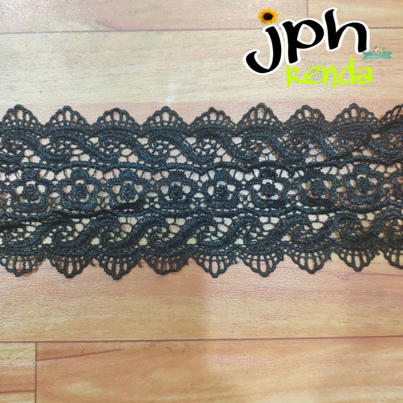 renda giper lebar 9cm, renda bordir/gyper (per roll 15 yard)