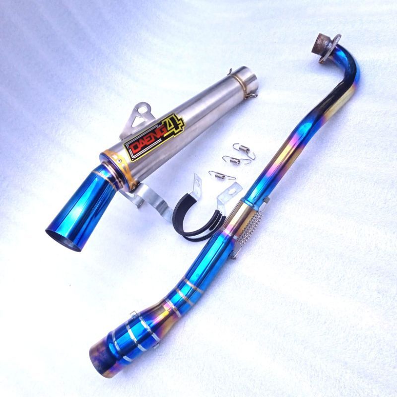 open pipe daeng sai 51 mm canister and elbow Bluemoon xrm 125/100 wave 125/100 fury