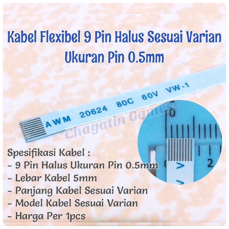 Kabel Flexibel 9 Pin Halus Model &amp; Panjang Varian Ukuran Pin 0.5mm