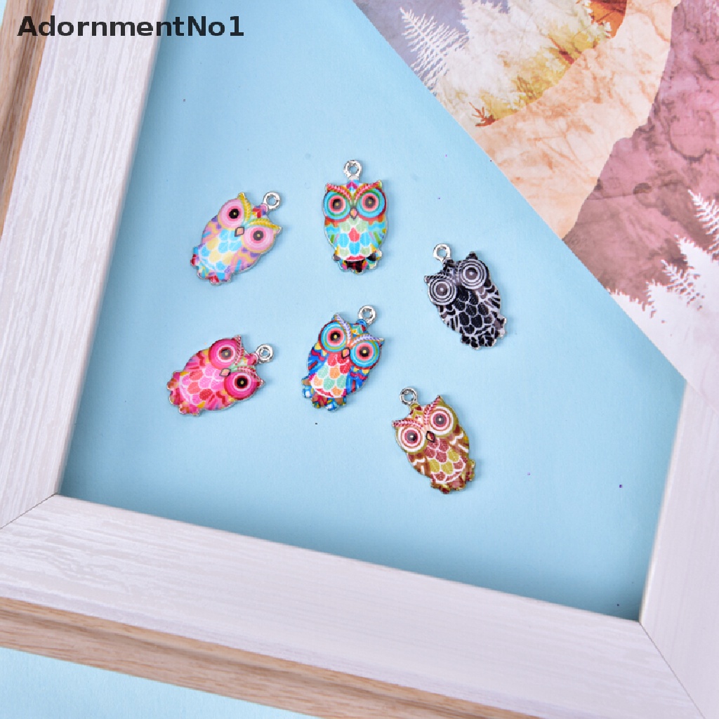 (AdornmentNo1) 2 / 6Pcs / Set Liontin Enamel Bentuk Burung Hantu Bahan Alloy Untuk Kerajinan Tangan DIY Charms