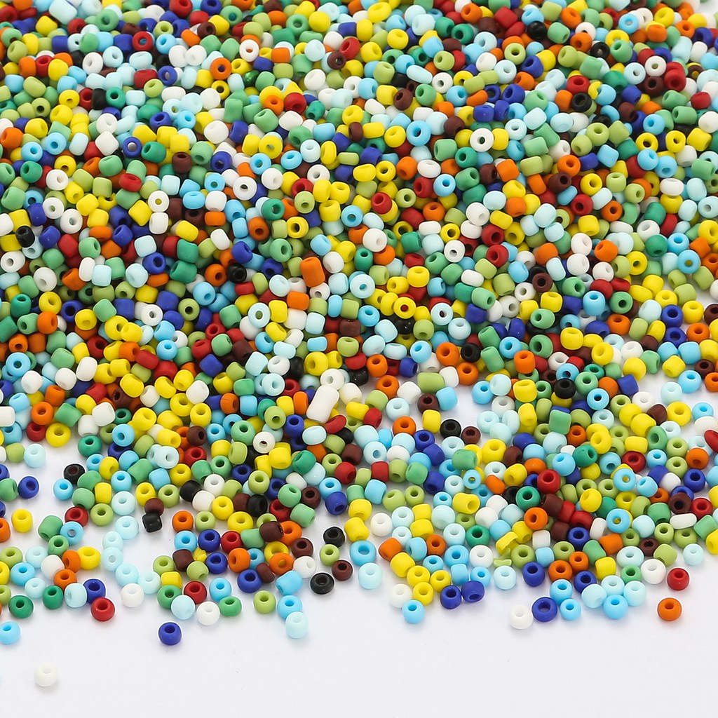 About 700pcs 3mm Glass Frosted beads Nail Art Crushed Glass Stones Jewelry Making DIY Jewelry Accessories with Hole 1mm