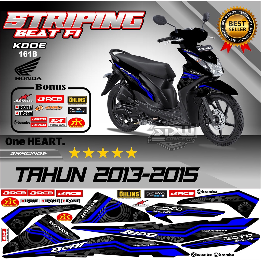 Striping Beat 2013-2015  Stiker Lis Motor Beat Variasi kode 161