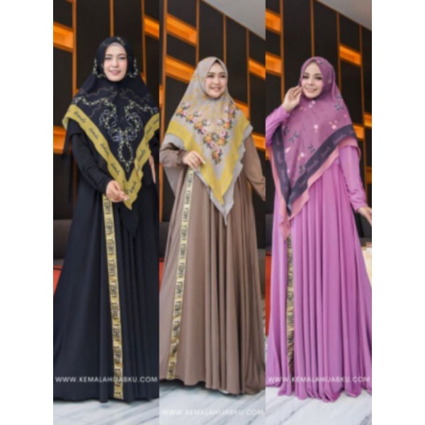 FLOWERY & VICTOIRE KHIMAR ( BOLAK BALIK ) LUXURY DAILY DRESS /gamis kameela set jilbab khimar / Gami