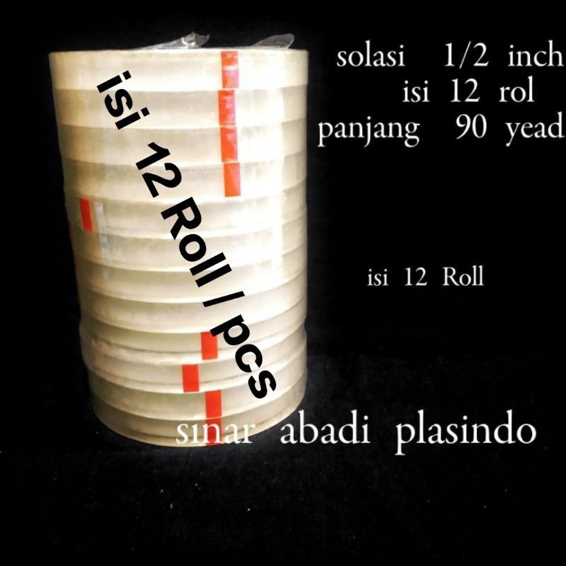 

Lakban - solasi 1/2 inci , isi 12Roll, solasi 1 cm - pelekat - lem plastik