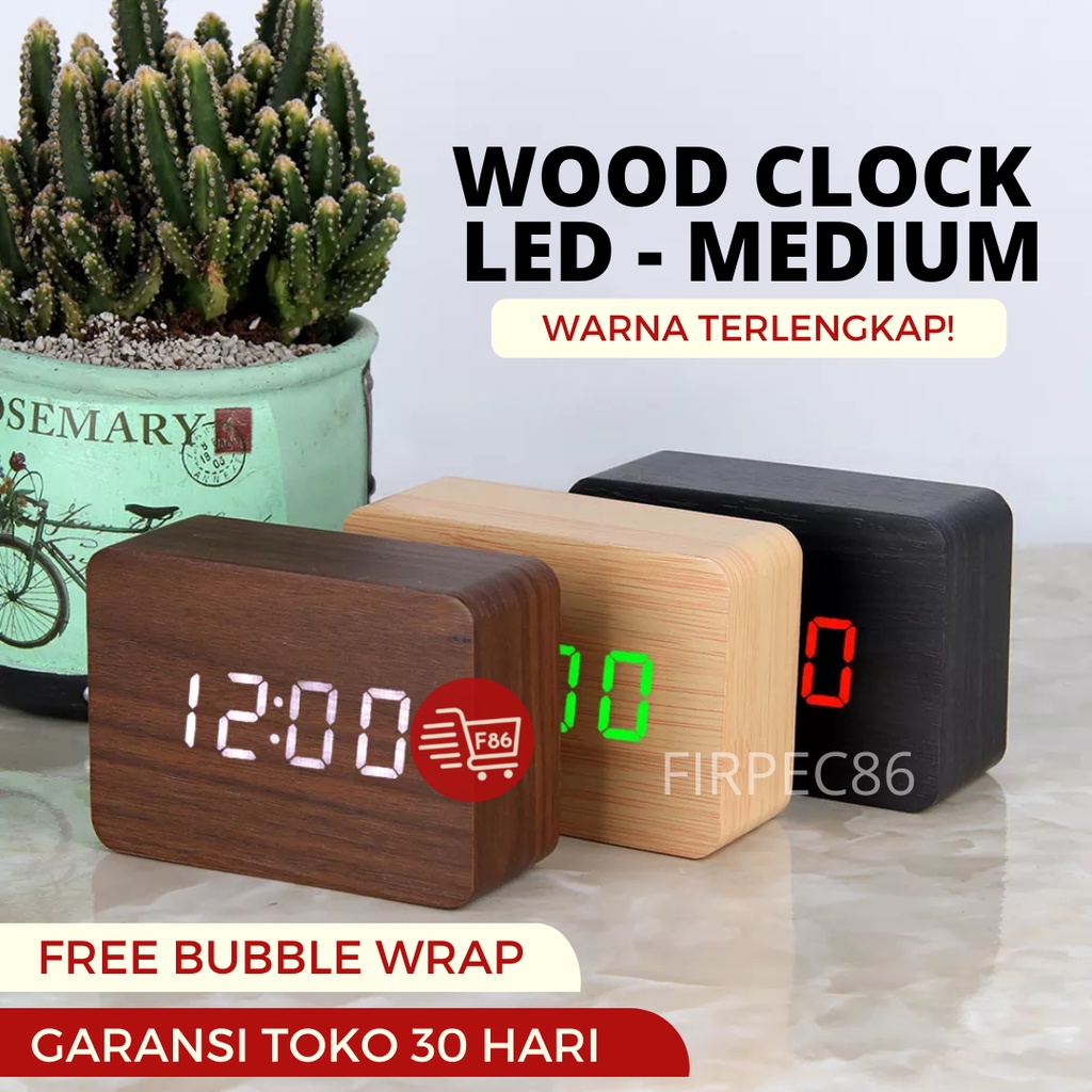 Jam Weker Alarm Kayu Digital Voice Control / JAM KAYU DIGITAL / JAM WEKER KAYU DIGITAL LED Medium