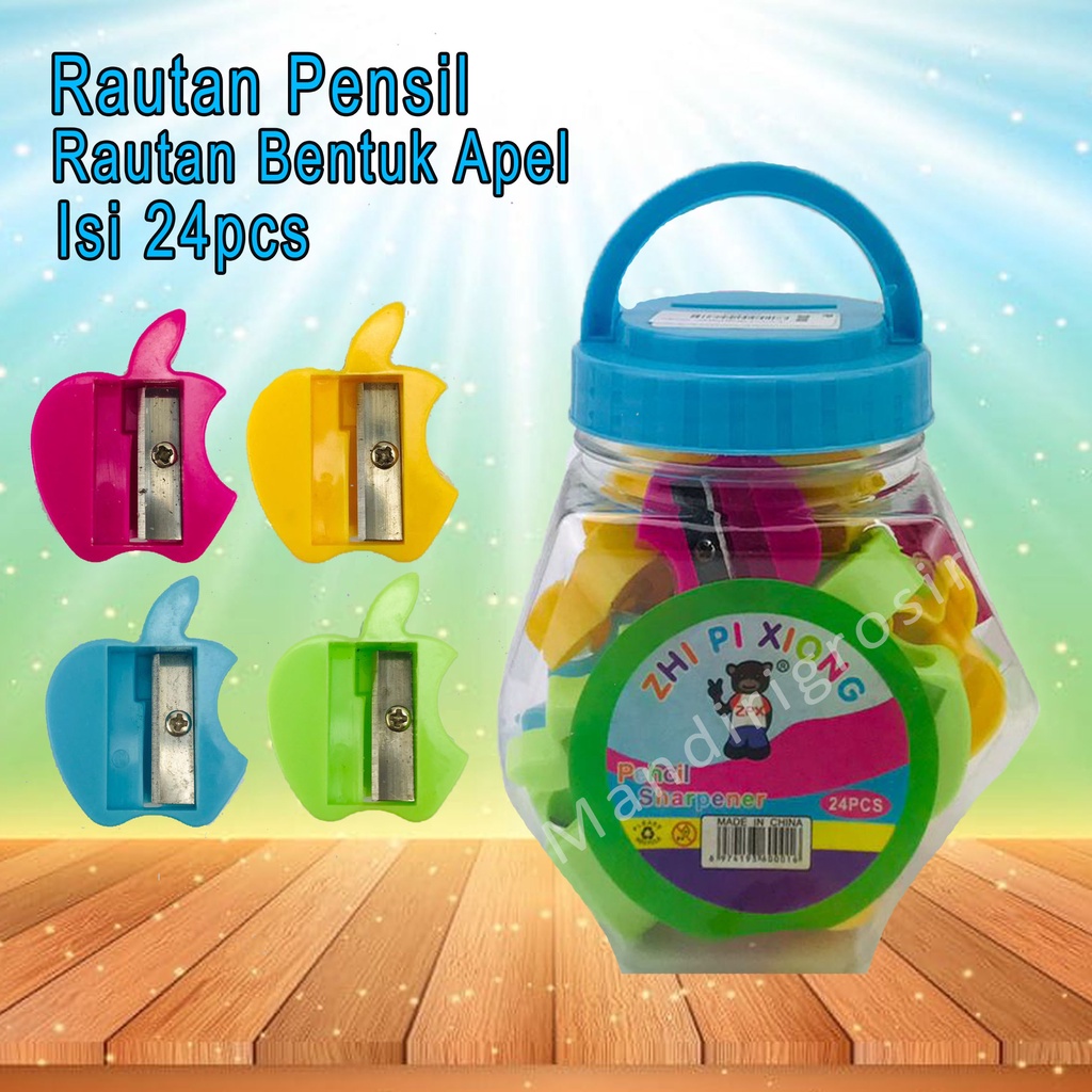 Rautan Pensil *Zhi Pi Xiong * Rautan Bentuk Apel * Isi 24pcs