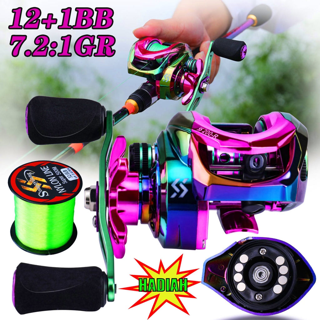 Sougayilang Reel Pancing 12 + 1BB Fishing Reel Casting Fishing Reel 7.2: 1 Rasio Gigi Max Drag 8Kg Kiri/Kanan Tangan untuk Memancing Air Tawar Pancing