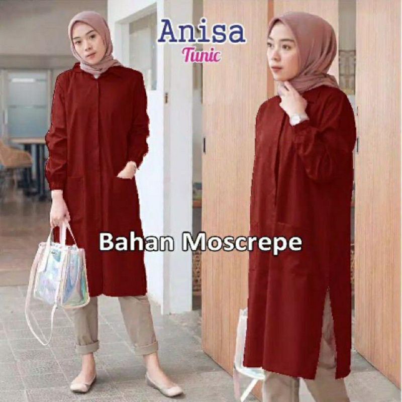 [ BISA COD ] TUNIK ANISA BAHAN MOSCREPE  FIT TO XL