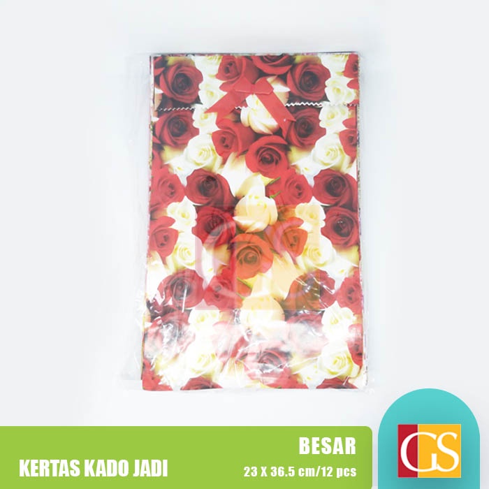 

Kertas Kado Jadi / Kantong Kertas Besar 23cm x 36cm Pak / Lusin / 12Pcs