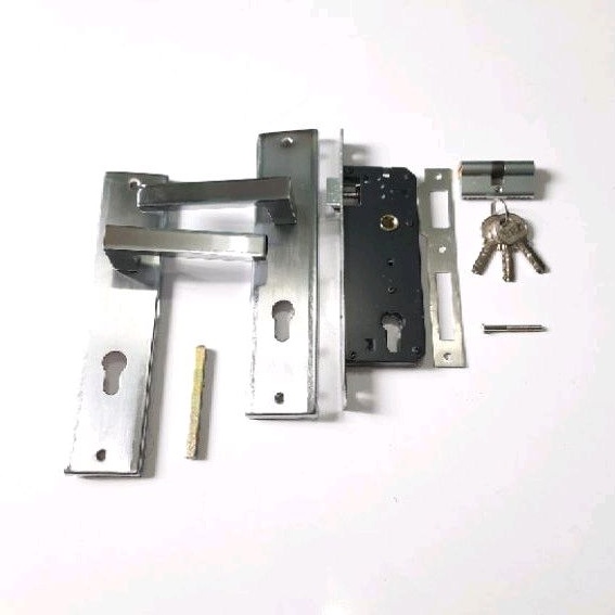 HANDLE BESAR SET MINIMALIS KOTAK PUTIH / GAGANG KUNCI PINTU RUMAH