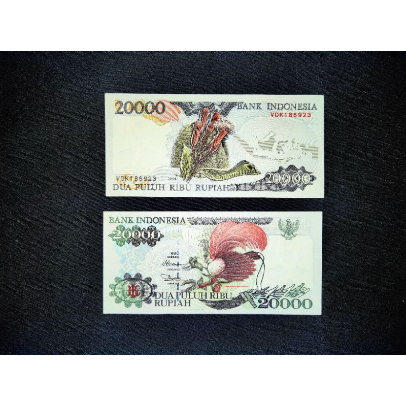 Uang kuno 20 ribu rupiah cendrawasih 1995 grade UNC