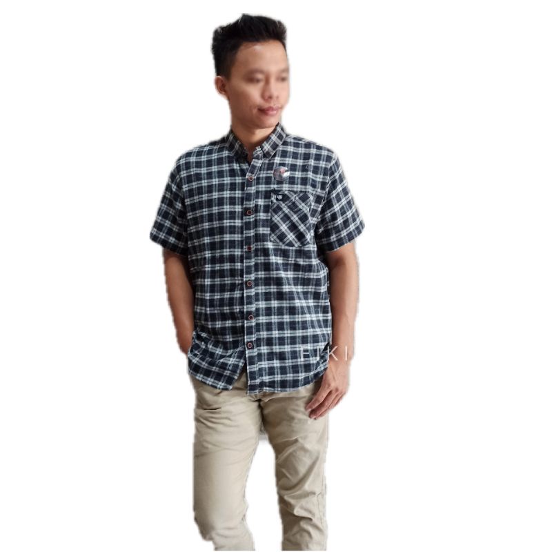 Hem Pria Lengan Pendek Motif Kotak Terbaru Kemeja Flanel pria Pendek Baju Pria Lengan Pendek Pakaian