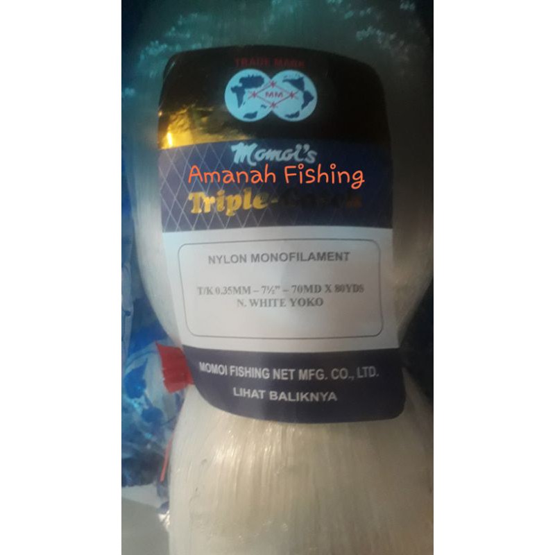 Jaring ikan KAKAP KUAT senar 0.35 TIGA ikatan ukuran 7 1/2 in merk MOMOI