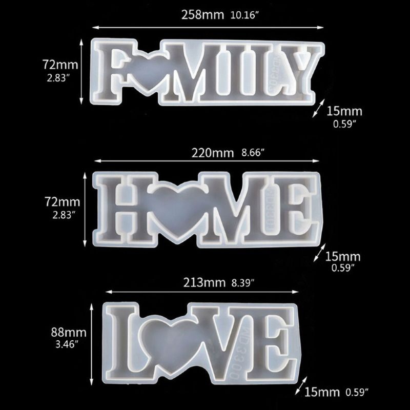 SIY  29Pcs Large 3D Love Home Family Letter Resin Mold Kit DIY Table Decor Art Craft