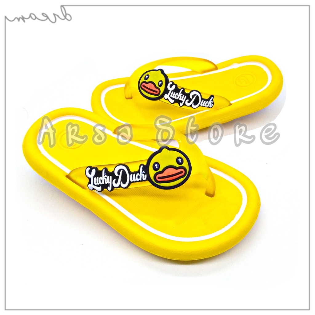 Sandal Jepit Anak Perempuan / Sendal Capit Anak Cewek Motif Bebek Lucu Umur 2 - 8 Tahun Terbaru