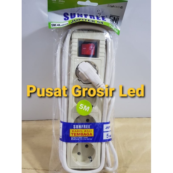 Stop Kontak 4 lubang Sunfree kabel 1.5 Meter / 3 meter / 5 meter