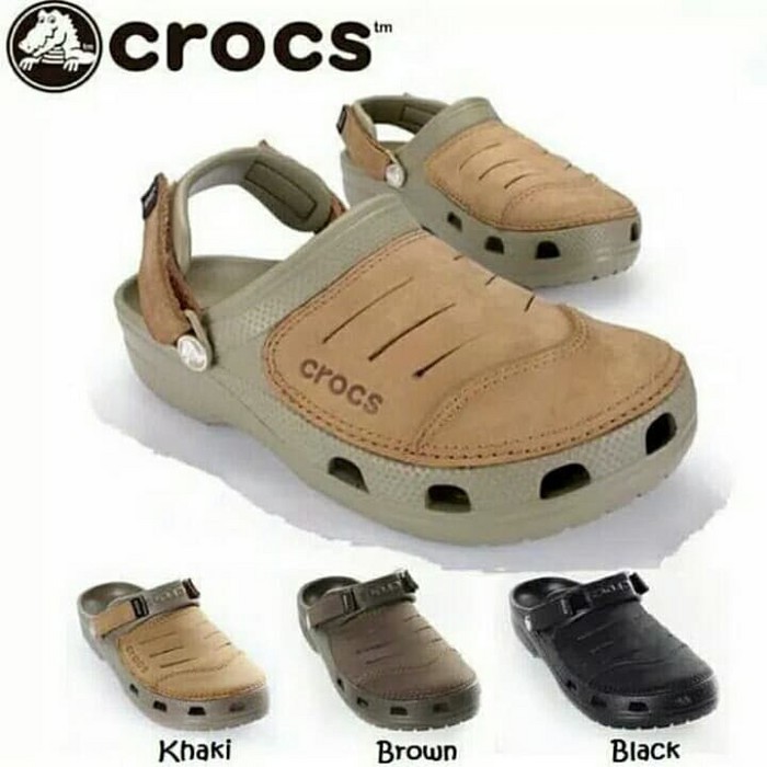 Sandal Sepatu Dewasa Sendal Selop Kulit Pria Sandal Flat Slide  L NF443 (Ready Lagi) Crocs Yukon L