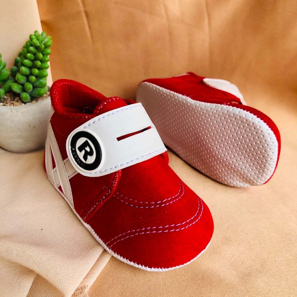 Sepatu PRE COWOK Anak Bayi Laki Laki Perempuan Prewalker Shoes 0-12 bulan Terbaru Model Perekat Velkro Baby Boy Lucu Murah BABY R