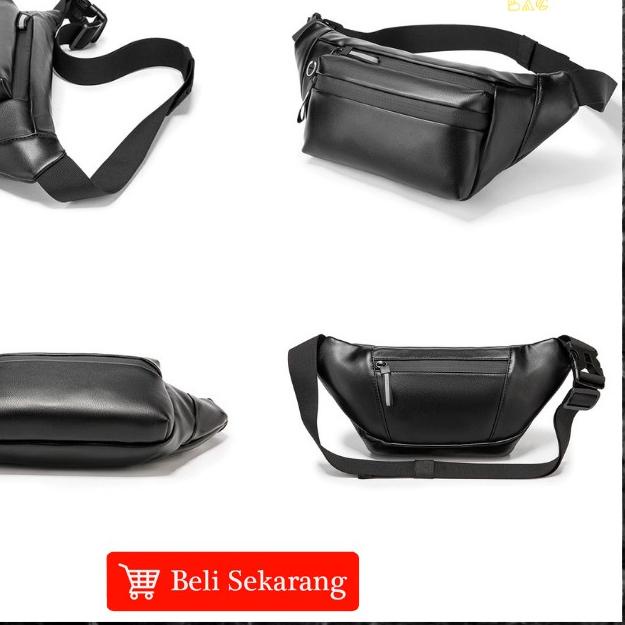 ◊ Waist Bag Kulit Pria Original Model Terbaru Warna Hitam Atau Tas Slempang Kulit Cowok Distro Impor