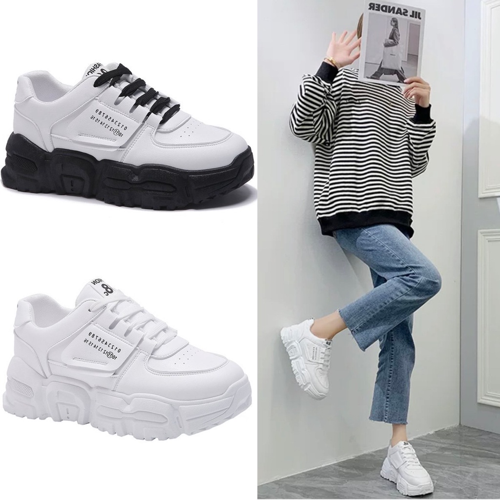 AVANCEID 1862 Sepatu Sneakers Wanita Sekolah Olahraga Sport Hitam Putih Import