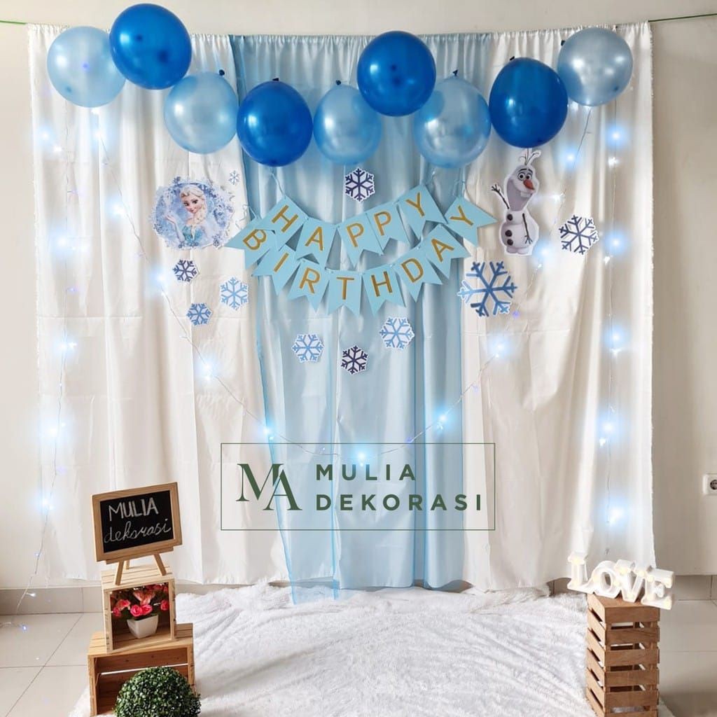 Backdrop Dekorasi Ulang Tahun Happy Birthday 1 set paket Tirai Pesta Anak Paket Custom