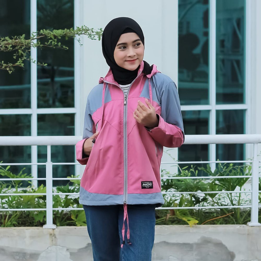 Termurah JAKET WANITA ADV HIKING WATERPROOF ANTI AIR AMAZING-PINK GREY-JAKET HIKING WANITA TERLARIS