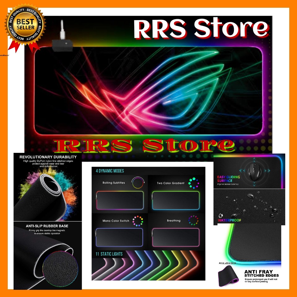 Mouse Pad Gaming XL LED RGB USB Cable High Precision Anti Air Mairuige Gaming Mouse Pad Illuminated LED RGB 800x300mm colokan micro