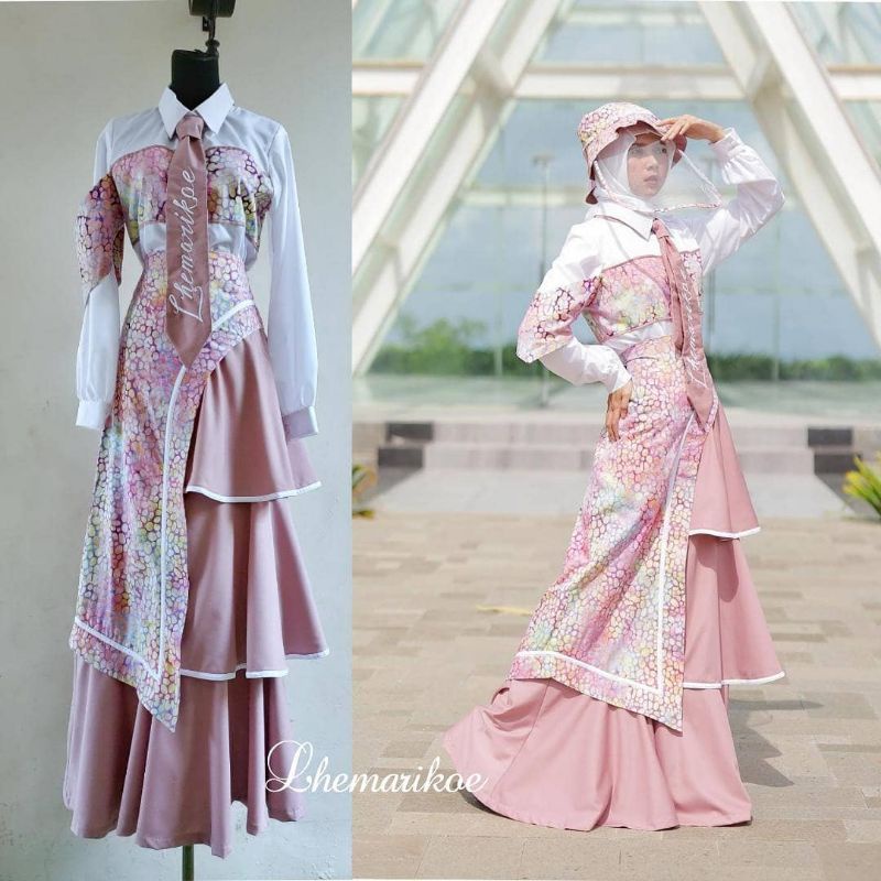 One Set Kekinian_Batu Pecah Skirt Jamia_Batu Pecah Blouse Izzah