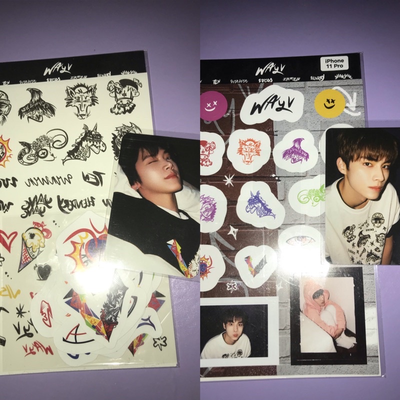 wayv designed by ten md smartphone deco sticker tattoo luggage set pc photocard xiaojun