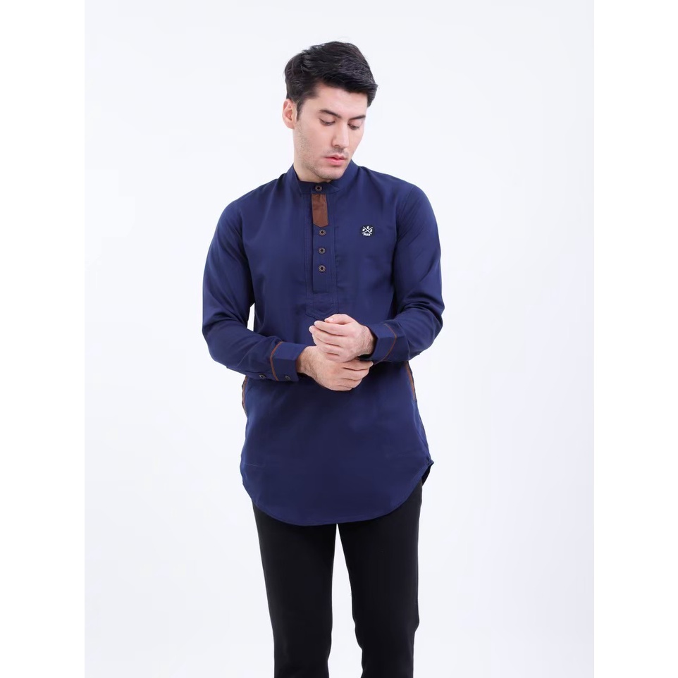 PROGRESS MAN baju koko pria lengan panjang koko kurta pangsi kemeja koko pria lengan panjang koko kurta pangsi baju kurta pangsi dewasa logo bordir Moca P4N9S107