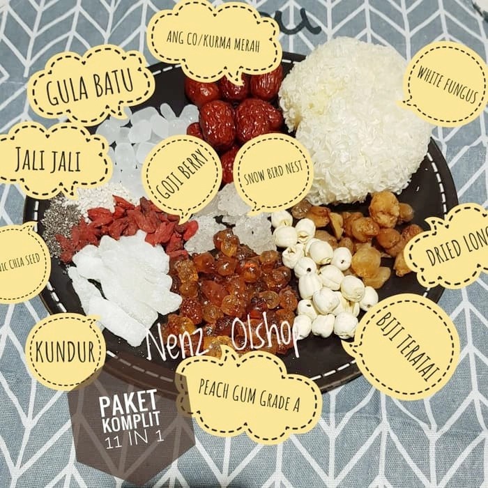 

201nhgg Paket Peach Gum Dessert With Snow Bird Nest (11 In 1) - Paket Mini Ds201Fs