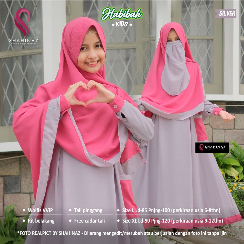 Habibah Syari Kids Shahinaz set gamis anak free cadar