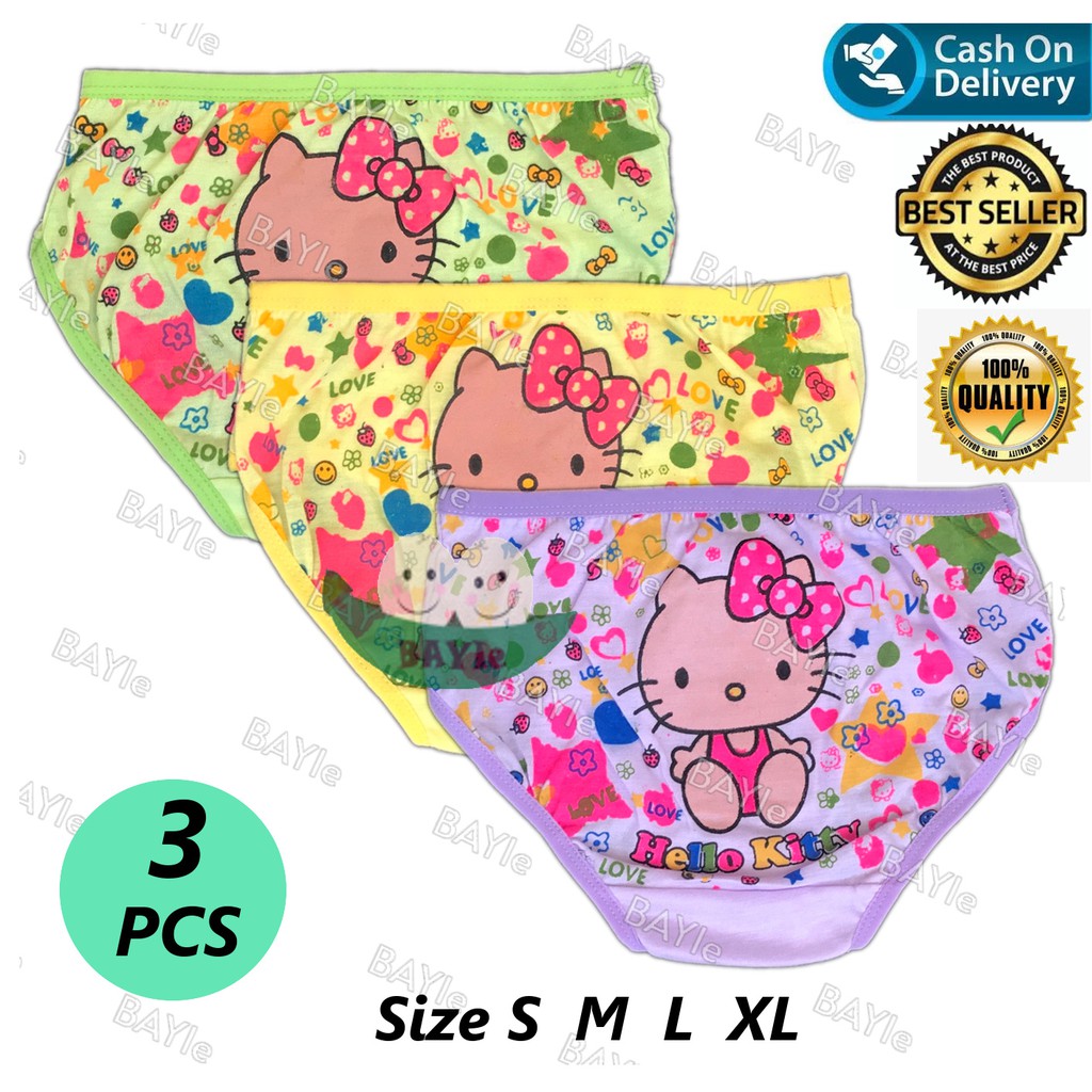 BAYIe - 3 PCS Celana Dalam/CD Anak Perempuan Cewek ESSEN/CERIA /Calana dalam Bayi Perempuan Size S M L XL