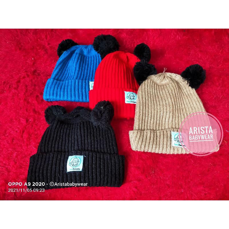 BABYKU - topi/kupluk bayi rajut pompom