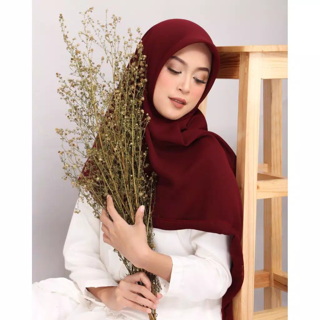 Khimar Segi 4 Syafany Super Finne Polos Murah Meriah-Maroon