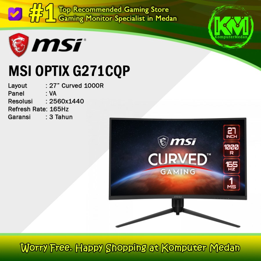 LED Monitor MSI Optix G271CQP MONITOR [1440p, 165Hz