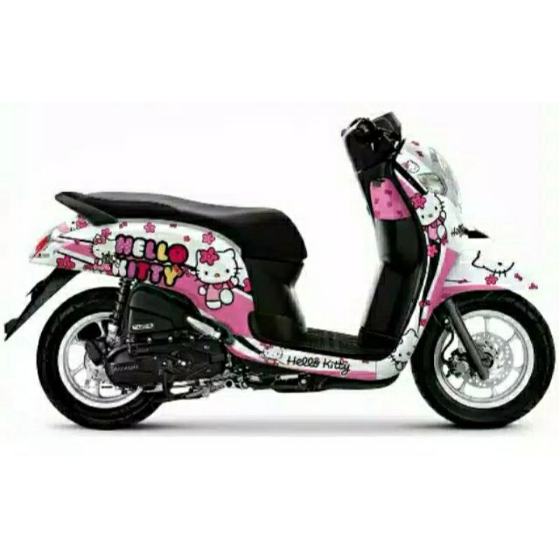 Decal Scoopy fi Full body - Sticker Honda Scoopy full body hello Kitty putih pink
