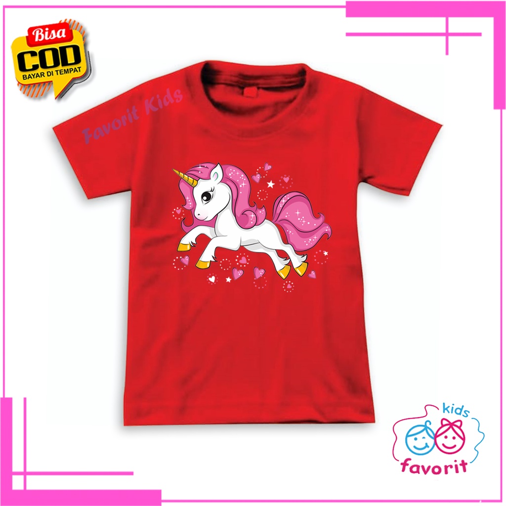 Favorit kids Kaos anak perempuan lengan pendek gambar kuda poni