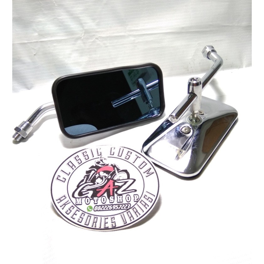 Spion Retro Classic Kotak kaca Biru Full Besi Sepion CB 100 125 GL Tiger Megapro W175 KLX