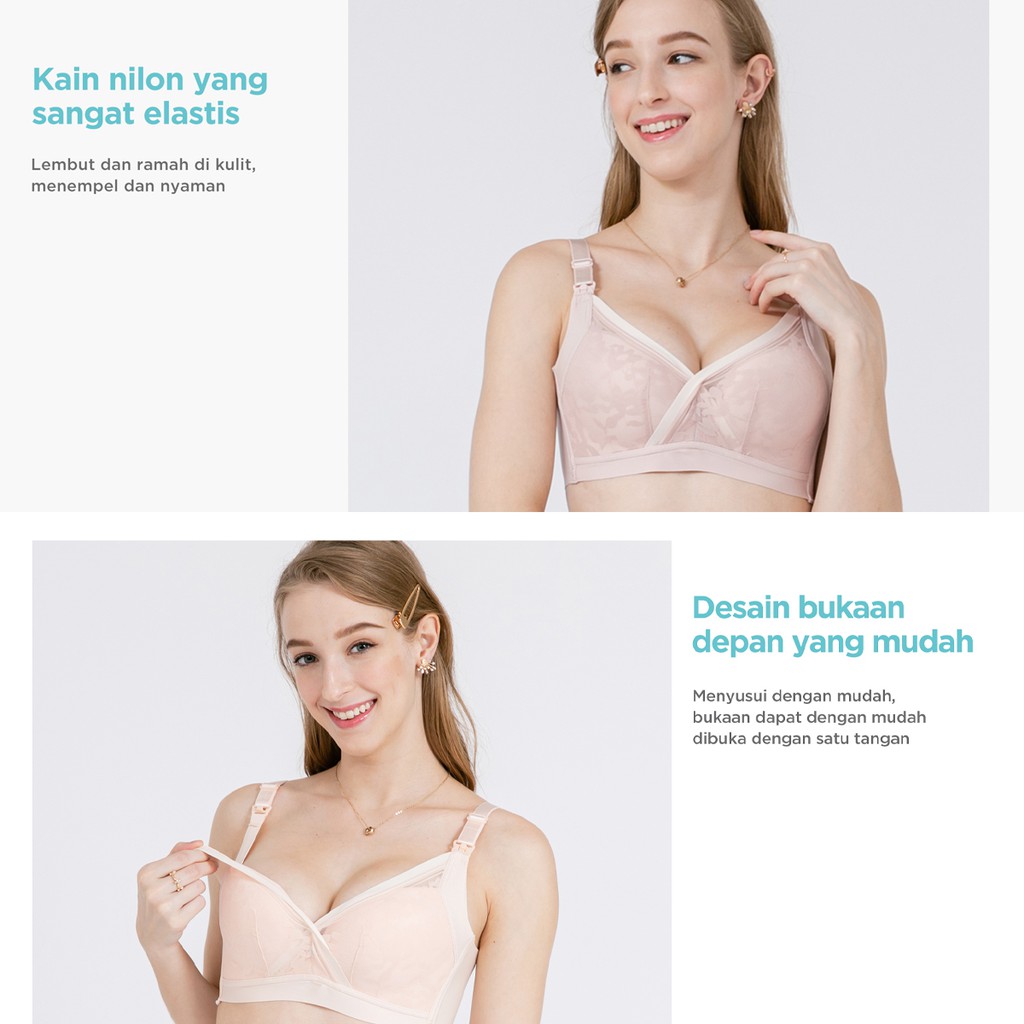 [PROMO] Mooimom Pink Floral Wireless Maternity &amp; Nursing Bra Ibu Hamil &amp; Menyusui B03102D