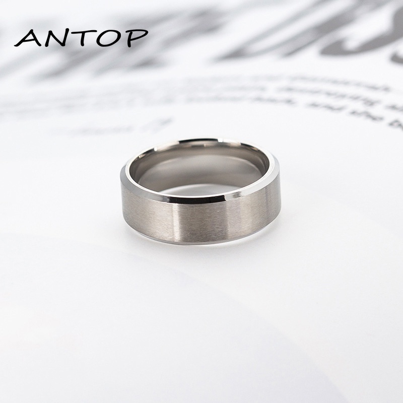 Cincin Matte Stainless Steel Punk Sederhana Untuk Hadiah Perhiasan Fashion Pria ANTOP