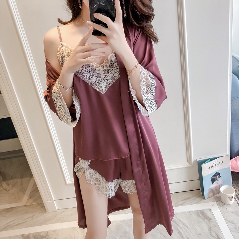 Lingerie Kimono Dress Sexy/ Baju Tidur Sexy Transparan Wanita / Kimono Satin Silk Premium /Sleepwear Wanita Seserahan 131