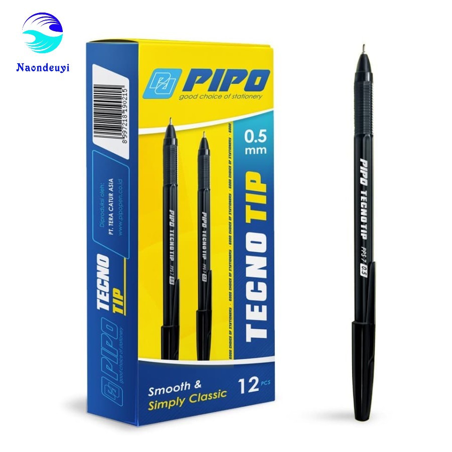

Pulpen PIPO PPS7 Tinta Hitam Tahan Air Dan Anti Bocor 0.5mm isi 12pcs