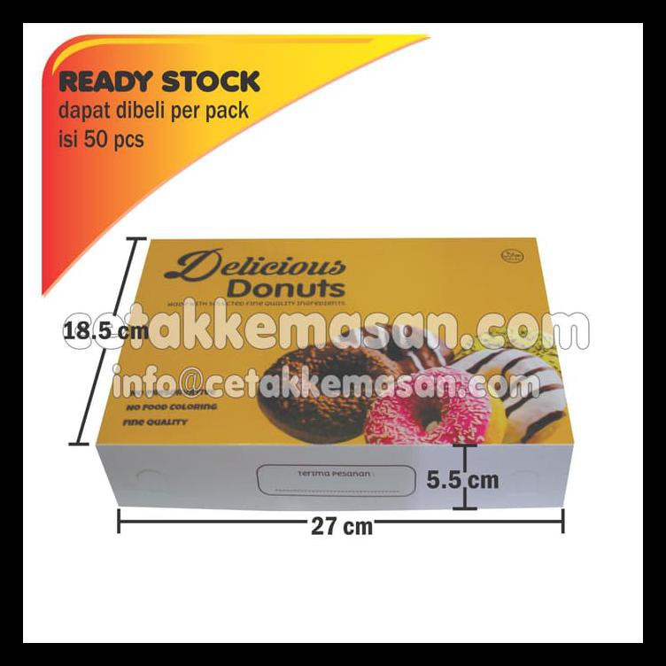 

Dus Box Kemasan Donat uk 27 x 18,5 x 5,5 cm Foodgrade cetak Full Color SPECIAL