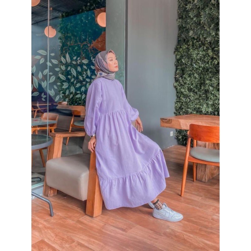 Lembayung dress/simple dress/lilac dress/linen dress/dress lebar/bigsize/allsize