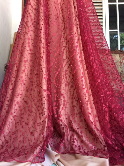Kain tulle akar mutiara/akar mutiara. Harga permeter