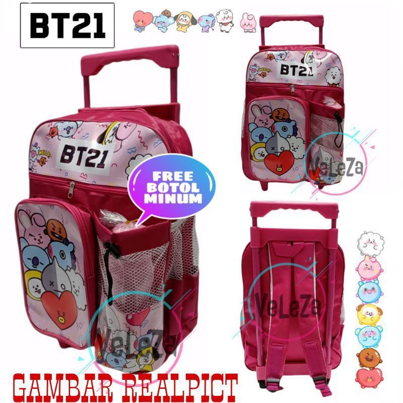 Ransel dorong backpack tas troly anak perempuan karakter Realpick